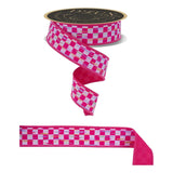 1.5 in Mini Antique Checker Ribbon: Hot Pink (10 Yards)