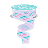 1.5" Peppermint Twist Drift Ribbon: Pink/Mint (10 Yards)