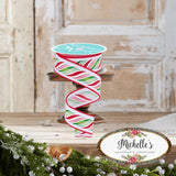 1.5" Peppermint Twist Ribbon: Red/Green (10 Yards)