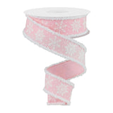 1.5" Snowflake Drift Edge Ribbon: Pale Pink (10 Yards)