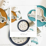 Car Patterned Birthday Dessert Plates – 7" Beige Plates (12pcs)