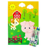 Farm Animals Coloring Books with Crayons – Set of 6 or 12