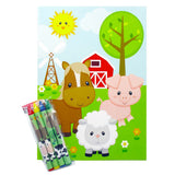 Farm Animals Coloring Books with Crayons – Set of 6 or 12