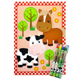 Farm Animals Coloring Books with Crayons – Set of 6 or 12