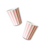 Cream & Pink Striped Cups