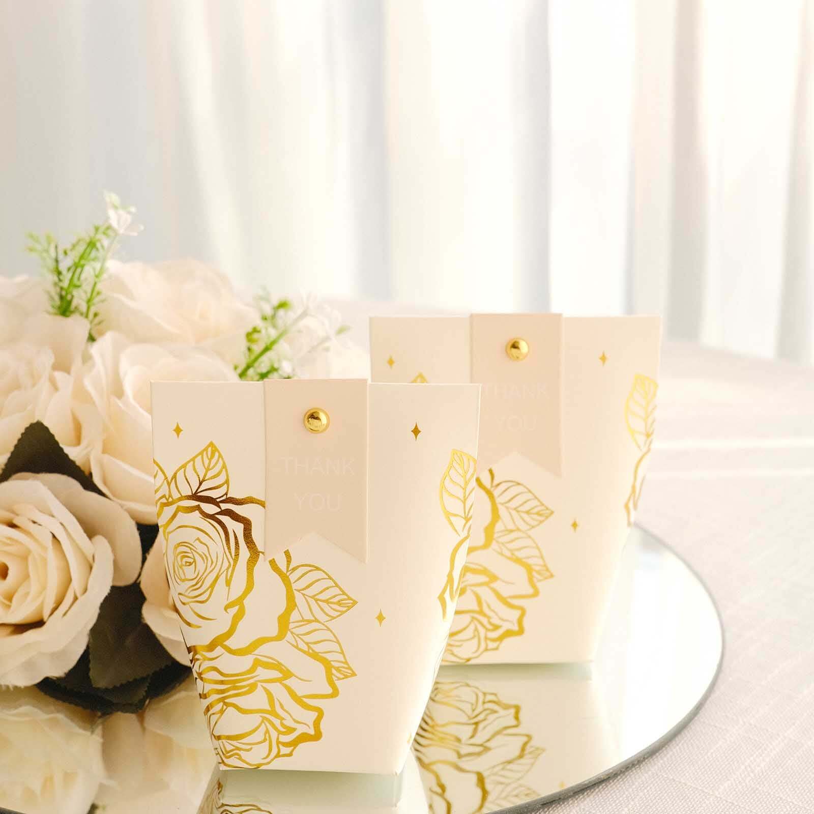 Paper Favor Pouches with Gold Roses (25 Pack)