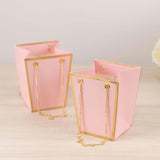 Pink Flower Gift Bags with Chain Handles (6 Pack)
