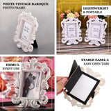 Vintage Baroque Mini Photo Frames, White (4 Pack)
