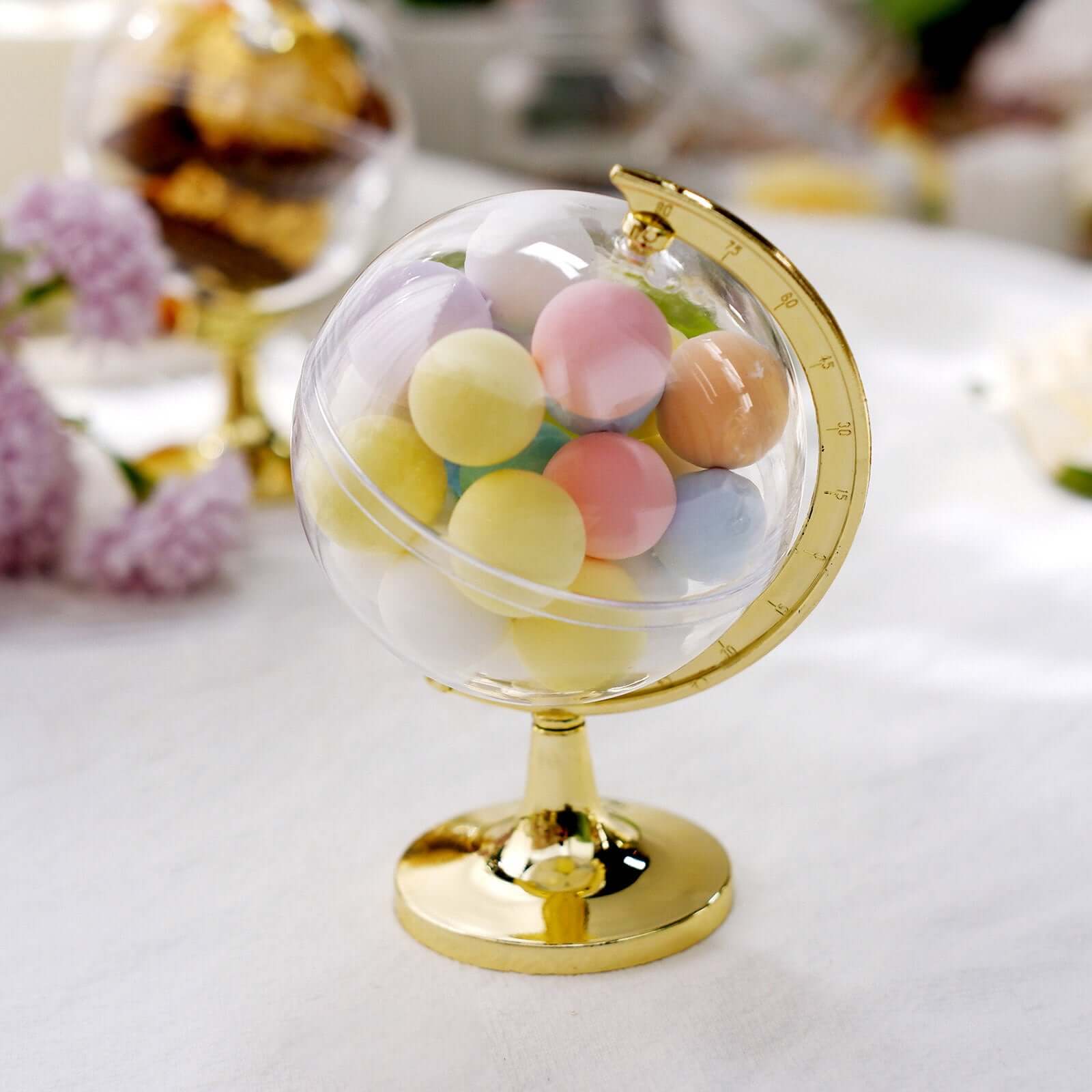 Fillable Globe Candy Containers, Gold (12 Pack)