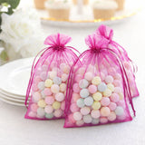 Fuchsia Organza Favor Bags, 5" x 7" (100 Pack)