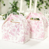 French Toile Gable Treat Boxes, Pink (25 Pack)