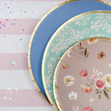Gold Cornflower Blue Paper Plate (8pcs)