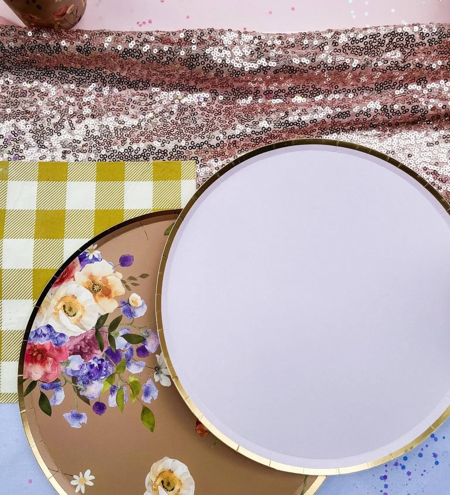 Gold Light Pink Paper Plate (8pcs)