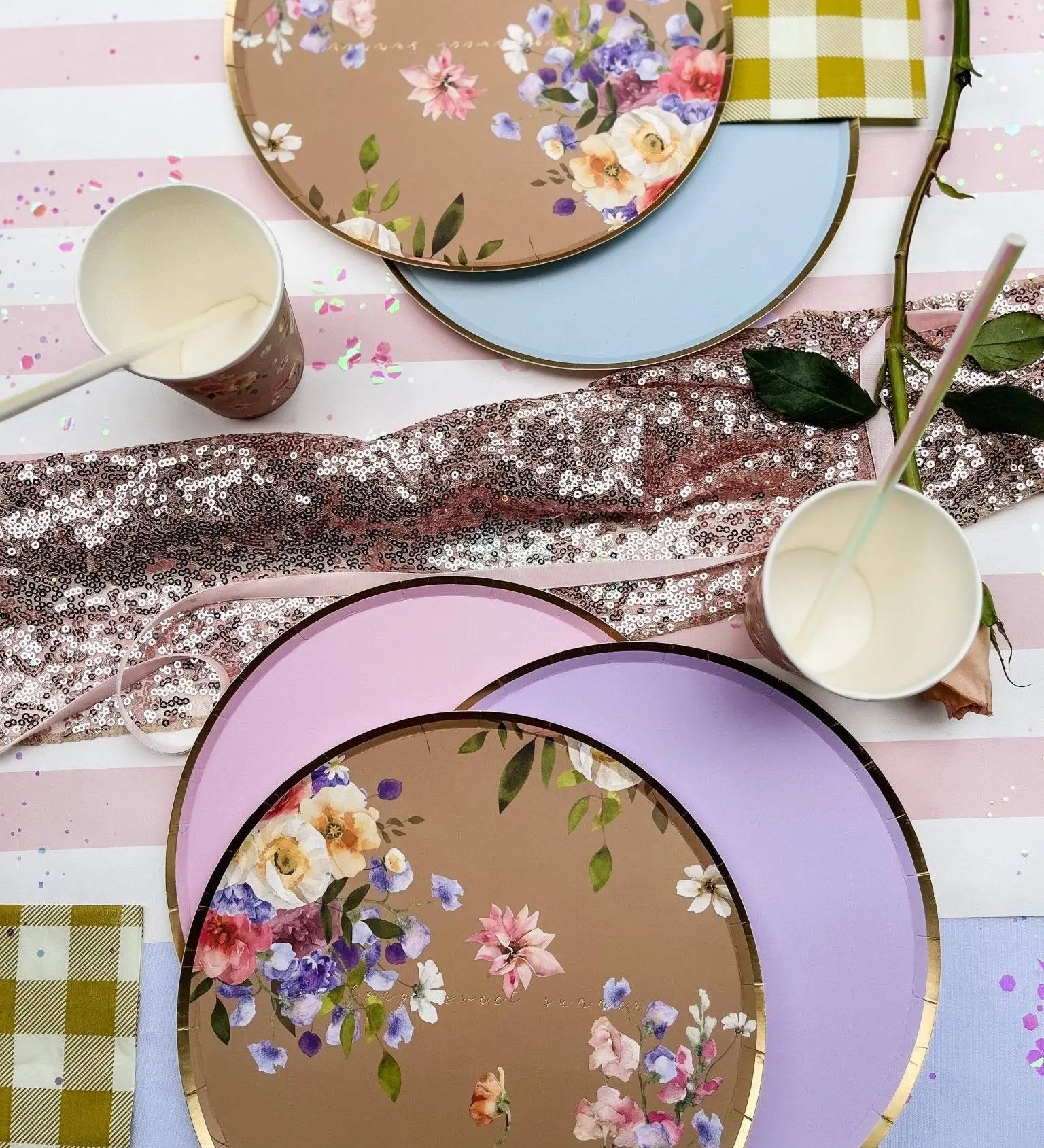 Gold Pink Paper Plate (8pcs)