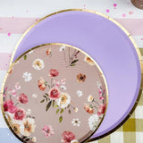 Gold Purple Paper Plate (8pcs)