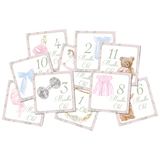 Elegant Watercolor Baby Girl Milestone Cards