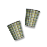 Green & Blue Plaid Cups (8pcs)