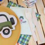 Green & Blue Plaid Large, Disposable Paper Napkins (16pcs)
