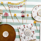 Gold Happy Birthday Cake Banner - Cake Topper