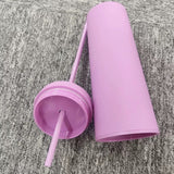 19 oz Matte Double Wall Acrylic Tumbler With Straw and Screw Lid