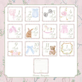 Elegant Watercolor Baby Girl Milestone Cards
