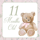 Elegant Watercolor Baby Girl Milestone Cards