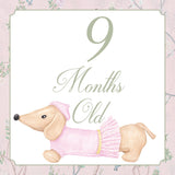 Elegant Watercolor Baby Girl Milestone Cards