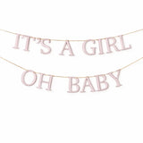 It’s a Girl & Oh Baby Pink Baby Shower Banner – Gold Foil