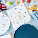 Airplane Party Lunch Napkins for Kids Birthday, 6.5 Inch (24 Pack)
