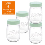 Le Parfait Screw Top Jars, French Glass Storage Jars with Colorful Airtight Screw Lids