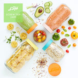 Le Parfait Screw Top Jars, French Glass Storage Jars with Colorful Airtight Screw Lids