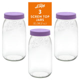 Le Parfait Screw Top Jars, French Glass Storage Jars with Colorful Airtight Screw Lids