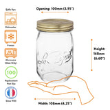 Le Parfait Screw Top Jars, French Glass Storage Jars with Colorful Airtight Screw Lids