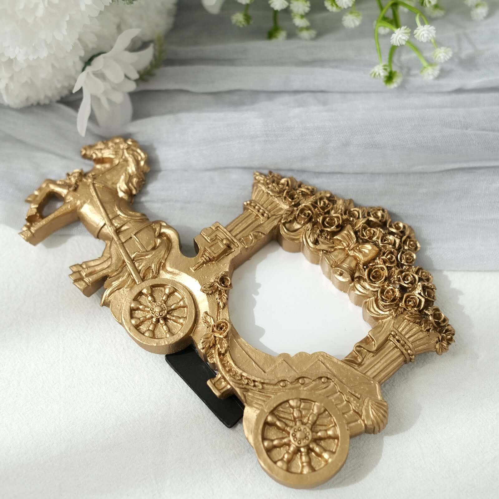 Horse Carriage Photo Frame, Gold (7")