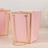 Pink Flower Gift Bags with Chain Handles (6 Pack)