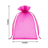 Fuchsia Organza Favor Bags, 5" x 7" (100 Pack)