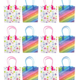 Rainbow Themed Party Favor Treat Bags - Set of 6 or 12