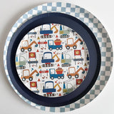 Premium Checkered Blue Plate (12pcs)