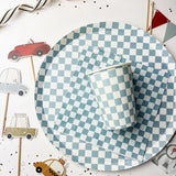 Premium Checkered Blue Plate (12pcs)