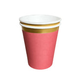 Red Cups with Gold Trim, 8 Pack
