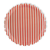 Red & White Candy Stripe Scalloped Dinner Plates (12pcs)