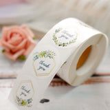 Gold & Green Leaf Thank You Stickers (Roll of 500)