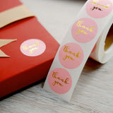 Gold Foil Thank You Stickers on Pink (Roll of 500)