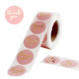 Gold Foil Thank You Stickers on Pink (Roll of 500)