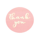 Gold Foil Thank You Stickers on Pink (Roll of 500)