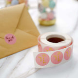Gold Foil Thank You Stickers on Pink (Roll of 500)