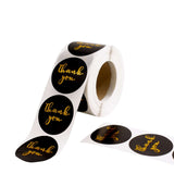 Gold Foil Thank You Stickers on Black (Roll of 500)