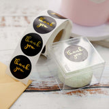 Gold Foil Thank You Stickers on Black (Roll of 500)