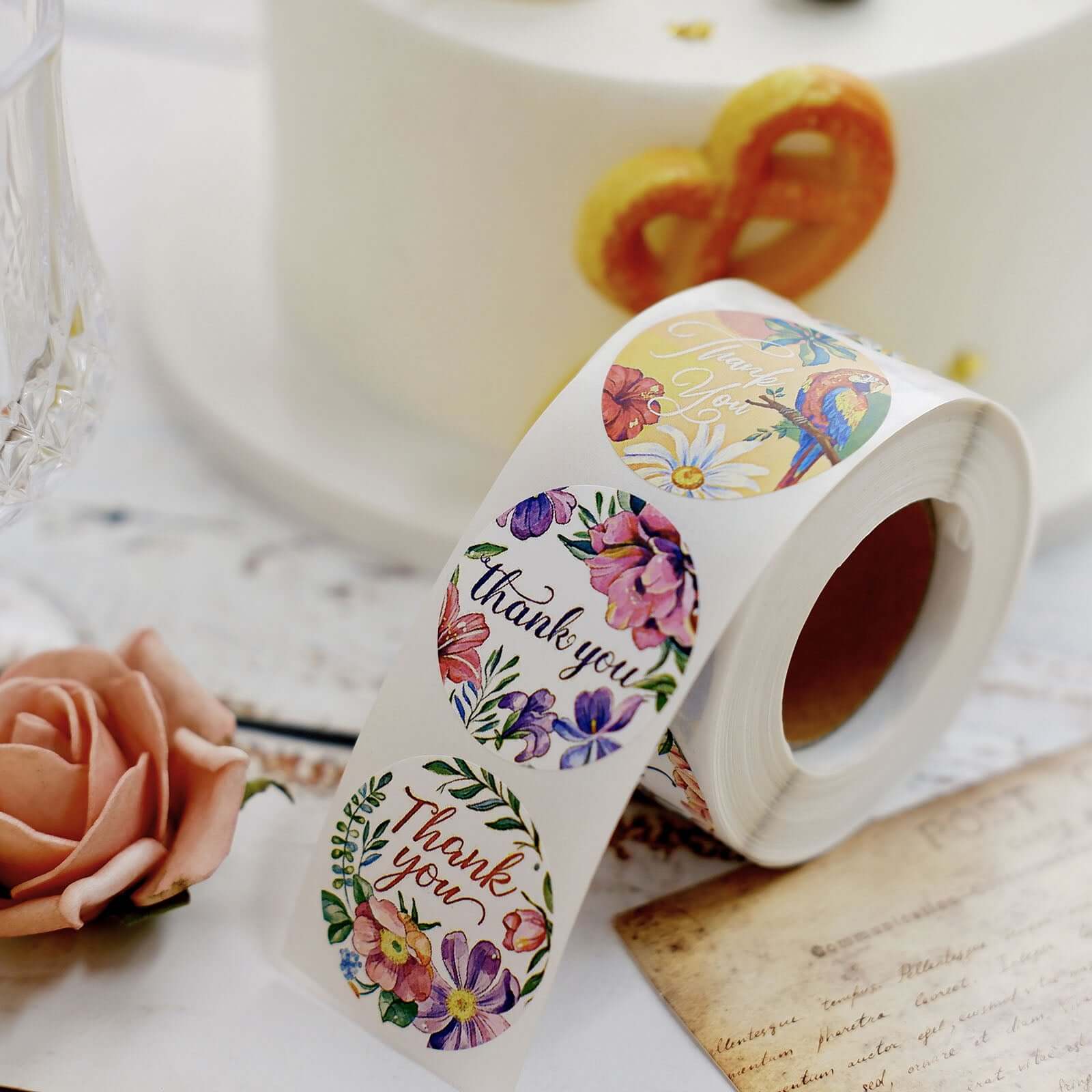 Tropical Floral Thank You Stickers (Roll of 500)