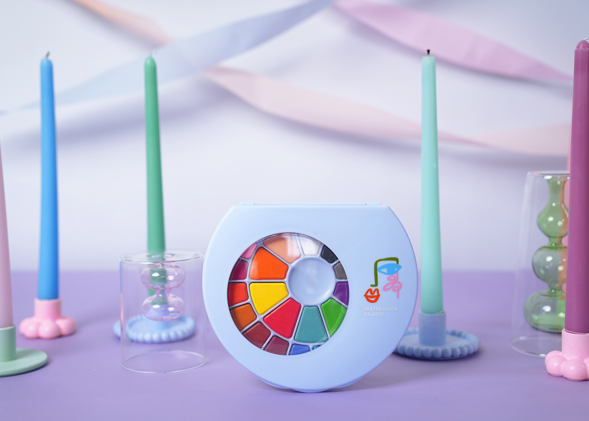 Watercolor Palette Party Favors (24 Colors + Brush)